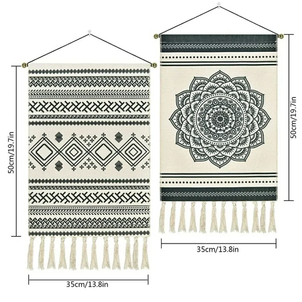 2 Pcs Macrame Woven Mandala tapestry